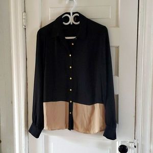 🖤 Laura black/tan colourblock blouse 🖤